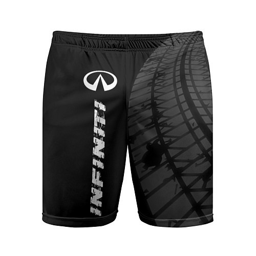 Мужские спортивные шорты Infiniti speed на темном фоне со следами шин: по-в / 3D-принт – фото 1