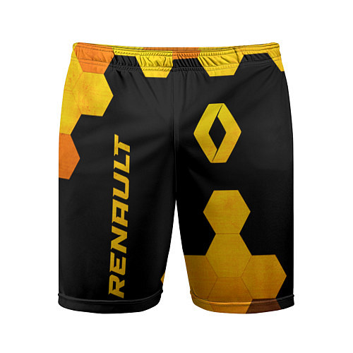 Мужские спортивные шорты Renault - gold gradient: надпись, символ / 3D-принт – фото 1