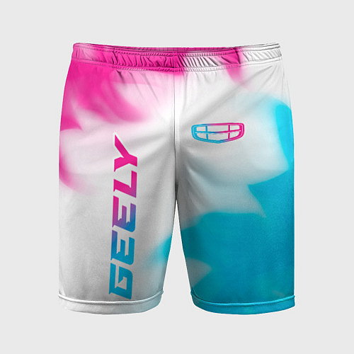 Мужские спортивные шорты Geely neon gradient style: надпись, символ / 3D-принт – фото 1