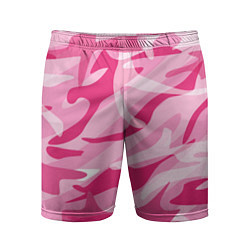 Шорты спортивные мужские Камуфляж в розовом, цвет: 3D-принт