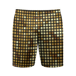 Мужские спортивные шорты Золотая мозаика, поверхность диско шара