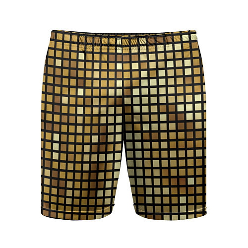 Мужские спортивные шорты Золотая мозаика, поверхность диско шара / 3D-принт – фото 1
