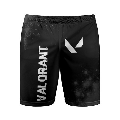 Мужские спортивные шорты Valorant glitch на темном фоне: надпись, символ / 3D-принт – фото 1