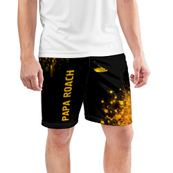 Шорты спортивные мужские Papa Roach - gold gradient: надпись, символ, цвет: 3D-принт — фото 2