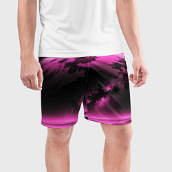 Шорты спортивные мужские Сай фай пейзаж в черно розовых тонах, цвет: 3D-принт — фото 2