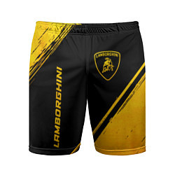 Мужские спортивные шорты Lamborghini - gold gradient: надпись, символ