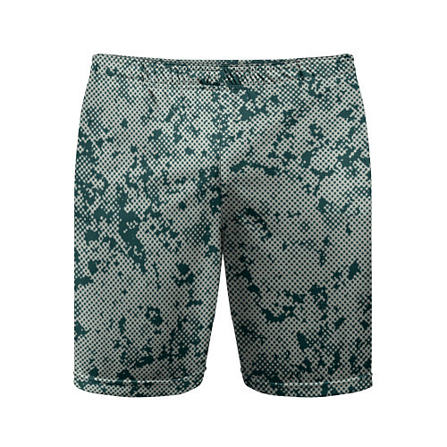Мужские спортивные шорты Абстракция точечная зелёный / 3D-принт – фото 1