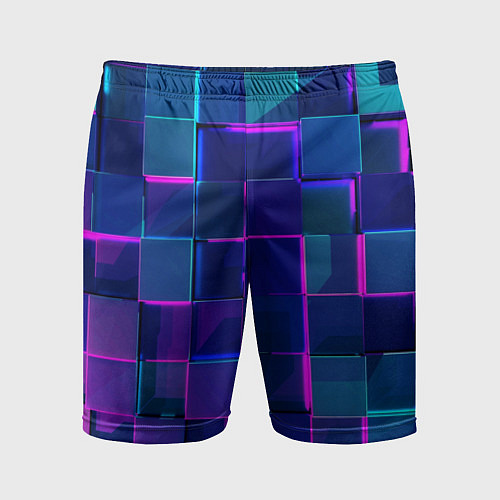 Мужские спортивные шорты Неоновая мозаика из стекла / 3D-принт – фото 1