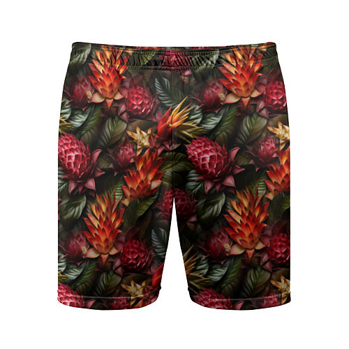 Мужские спортивные шорты Тропические цветы / 3D-принт – фото 1