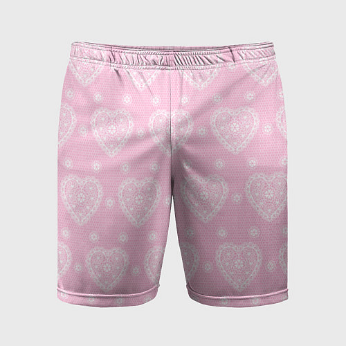 Мужские спортивные шорты Розовое кружево сердечки / 3D-принт – фото 1