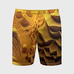 Шорты спортивные мужские Желтая объемная абстракция, цвет: 3D-принт