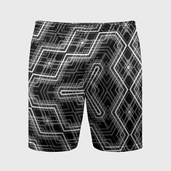 Шорты спортивные мужские Черно-белый ассеметричный узор, цвет: 3D-принт