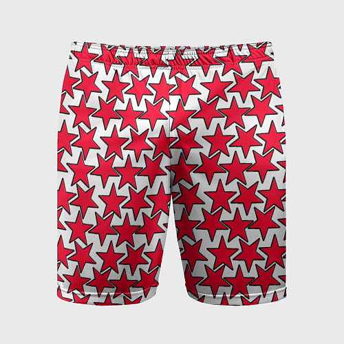 Мужские спортивные шорты Ретро звёзды красные / 3D-принт – фото 1