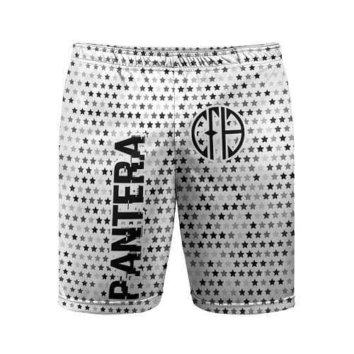 Мужские спортивные шорты Pantera glitch на светлом фоне: надпись, символ / 3D-принт – фото 1