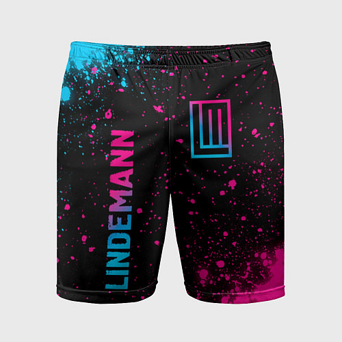 Мужские спортивные шорты Lindemann - neon gradient: надпись, символ / 3D-принт – фото 1