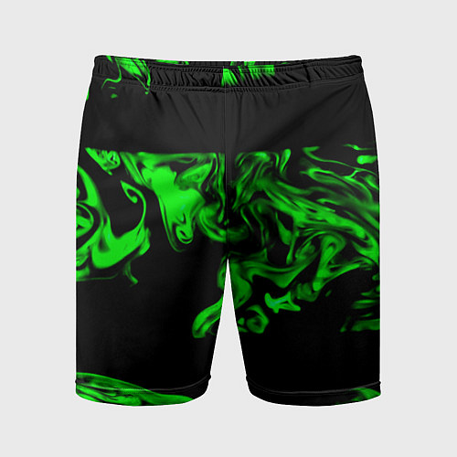 Мужские спортивные шорты Зеленый светящийся дым / 3D-принт – фото 1