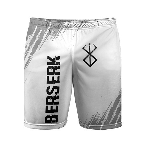 Мужские спортивные шорты Berserk glitch на светлом фоне: надпись, символ / 3D-принт – фото 1
