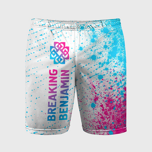 Мужские спортивные шорты Breaking Benjamin neon gradient style: по-вертикал / 3D-принт – фото 1