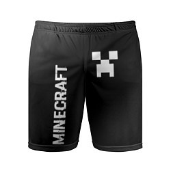 Шорты спортивные мужские Minecraft glitch на темном фоне: надпись, символ, цвет: 3D-принт