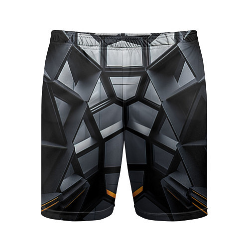 Мужские спортивные шорты Объемная черная конструкция / 3D-принт – фото 1
