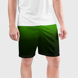 Шорты спортивные мужские Градиент ядовитый зеленый - черный, цвет: 3D-принт — фото 2