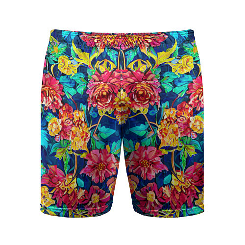Мужские спортивные шорты Зеркальный цветочный паттерн - мода / 3D-принт – фото 1