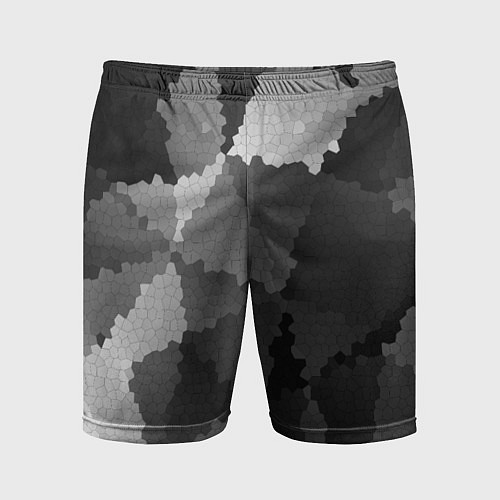 Мужские спортивные шорты Мозаичный узор в серых оттенках / 3D-принт – фото 1