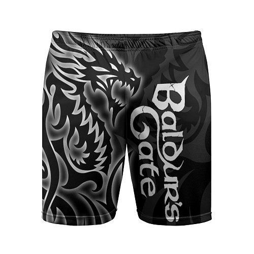 Мужские спортивные шорты Балдурс гейт 3 - черный дракон / 3D-принт – фото 1