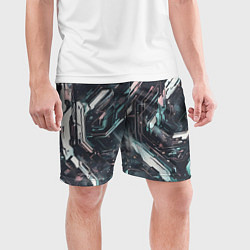 Шорты спортивные мужские Киберанк полосы, цвет: 3D-принт — фото 2