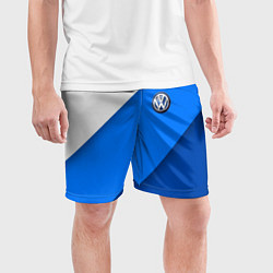 Шорты спортивные мужские Volkswagen - голубые линии, цвет: 3D-принт — фото 2