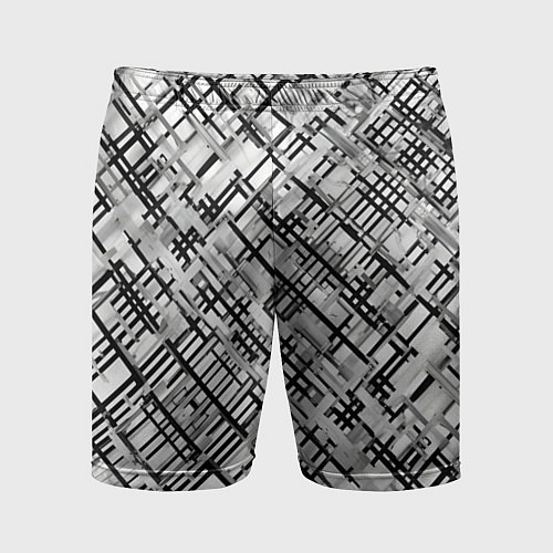 Мужские спортивные шорты Чёрно-белая сеть / 3D-принт – фото 1