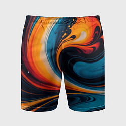 Шорты спортивные мужские Жидкая стихия огонь и вода, цвет: 3D-принт