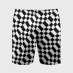Мужские спортивные шорты Шахматка искажённая чёрно-белая