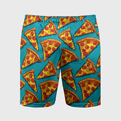 Мужские спортивные шорты Кусочки пиццы на синем фоне