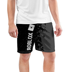 Шорты спортивные мужские Roblox glitch на темном фоне: по-вертикали, цвет: 3D-принт — фото 2