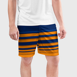 Шорты спортивные мужские Желто-синий полосатый узор, цвет: 3D-принт — фото 2