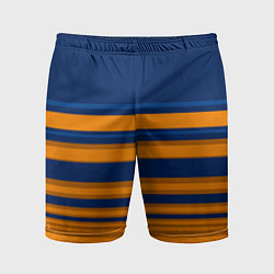 Шорты спортивные мужские Желто-синий полосатый узор, цвет: 3D-принт