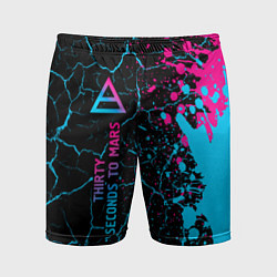 Мужские спортивные шорты Thirty Seconds to Mars - neon gradient: по-вертика