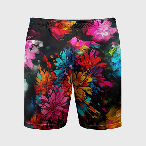 Мужские спортивные шорты Краски и цветы / 3D-принт – фото 1
