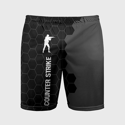 Мужские спортивные шорты Counter Strike glitch на темном фоне: по-вертикали / 3D-принт – фото 1
