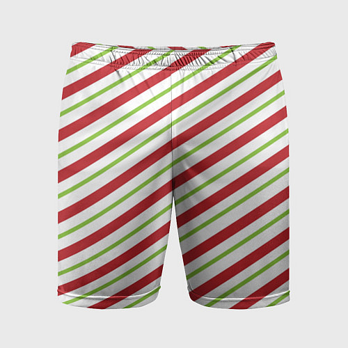 Мужские спортивные шорты Рождественский паттерн красно зеленые полосы / 3D-принт – фото 1