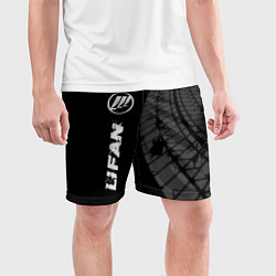 Шорты спортивные мужские Lifan speed на темном фоне со следами шин: по-верт, цвет: 3D-принт — фото 2