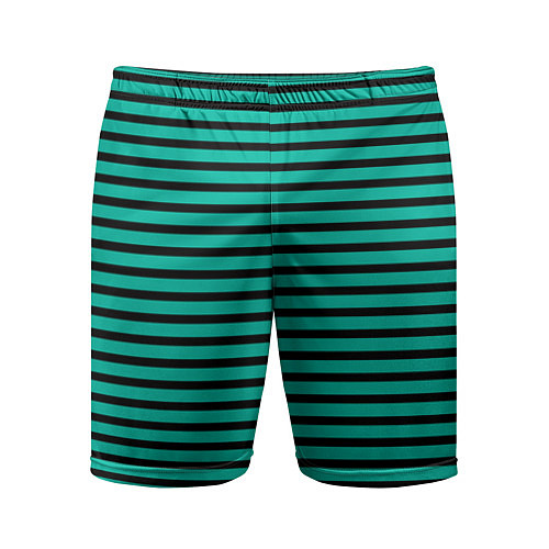 Мужские спортивные шорты Зелёный в чёрную полоску / 3D-принт – фото 1