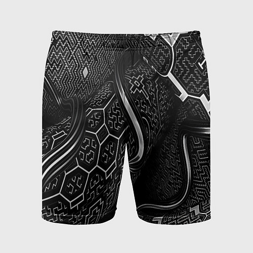 Мужские спортивные шорты Чёрно-белая орнамент / 3D-принт – фото 1