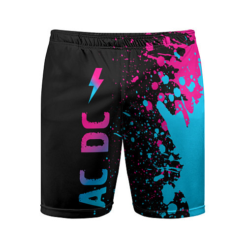 Мужские спортивные шорты AC DC - neon gradient по-вертикали / 3D-принт – фото 1