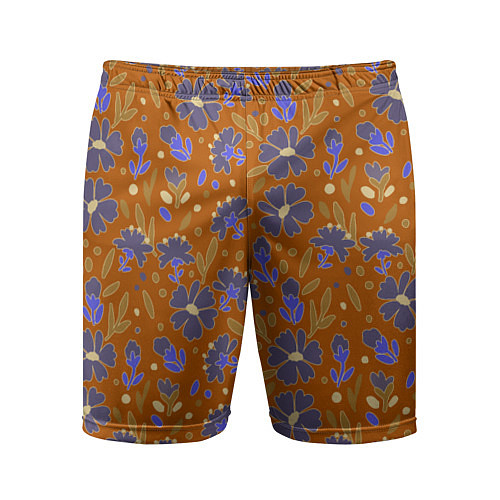 Мужские спортивные шорты Цветы в поле коричневый цвет / 3D-принт – фото 1