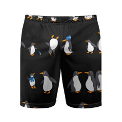 Шорты спортивные мужские Веселая семья пингвинов, цвет: 3D-принт