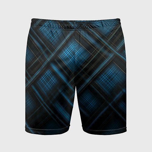 Мужские спортивные шорты Тёмно-синяя шотландская клетка / 3D-принт – фото 1