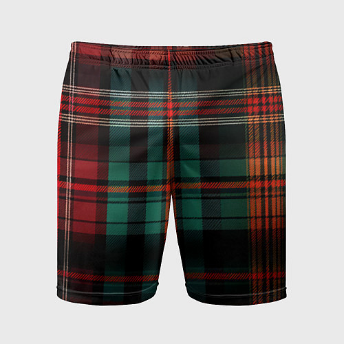 Мужские спортивные шорты Красно-зелёная шотландская клетка / 3D-принт – фото 1