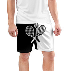 Шорты спортивные мужские Теннис - чёрно белое, цвет: 3D-принт — фото 2